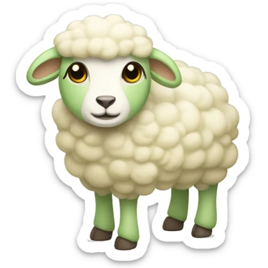 Cute sheep whit soft green legs and color beige cream body sticker