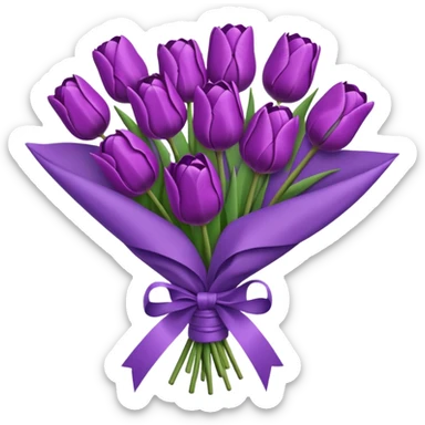 purple tulip bouquet with purple paper wrap sticker