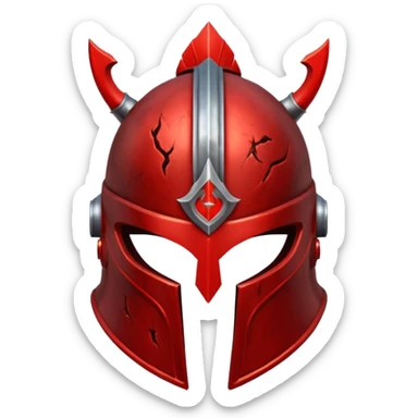 Ares legendary helmet object icon, ancient Greek helmet with glowing red runes, deep red energy glow, battle scars, epic fantasy style, 3D cartoon, mobile game icon style, centered, clean background, no text, no watermark

 sticker