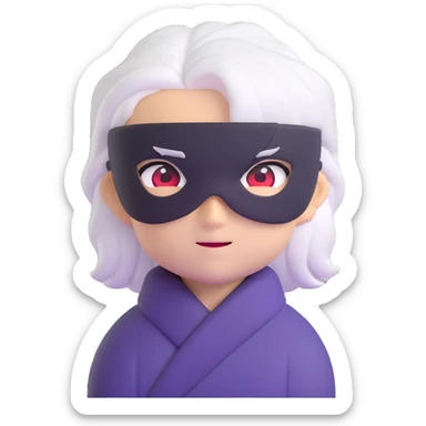 Satoru Gojo from Jujutsu Kaisen, white hair, blindfold, confident smirk, chibi face proportions, energetic expression sticker