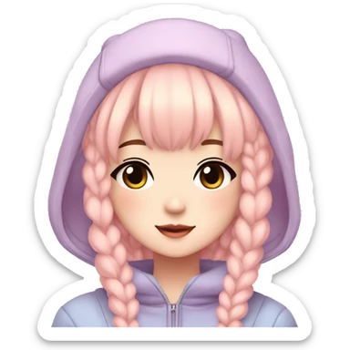 Gorgeous pastel anime girl with blushing face and hair garnitures and pretty hair and a beanie aesthetic trending style sticker