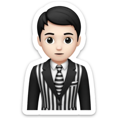 thief with black and white suit with stripes sticker