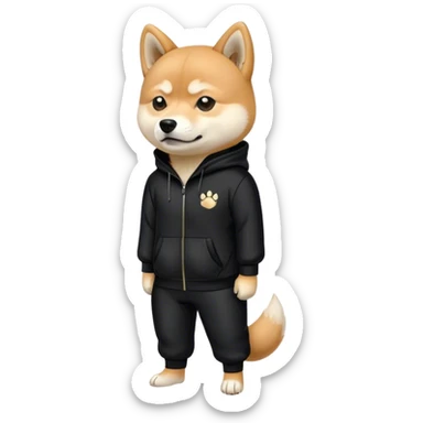 Slavic hooligan Shiba Doge in full black slavic tracksuit sticker