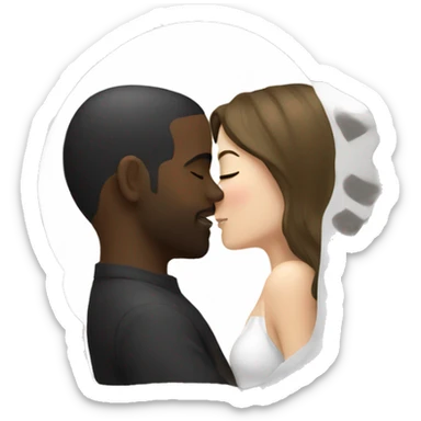White brunette kissing black man sticker