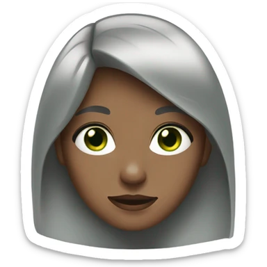 Girl with brown and gray hair and green eyes sticker
