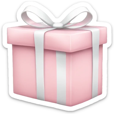 light pink christmas gift with white bow with snowflakes sticker