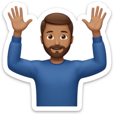 A man with brown hair and beard with his arms out horizontally at his sides waiting for a hug sticker