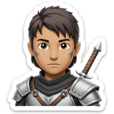 Humano guerrero dnd estilo blanco y negro dibujo sticker