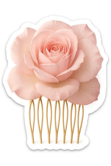 pink rose hair comb, soft and dreamy sticker