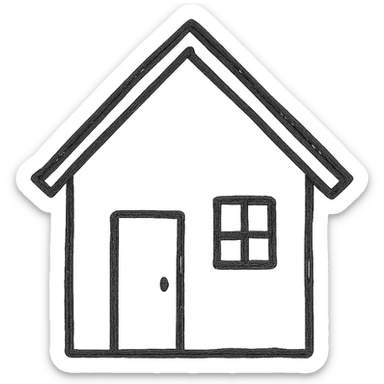 a house, hand drawn icon style, sketchy black lines, no fill sticker