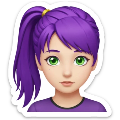 Girl with purple hair with a ponytail  sticker