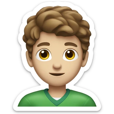 boy with brown hair and blue eyes. wearing a green shirt. holding an american football. from the chest up sticker