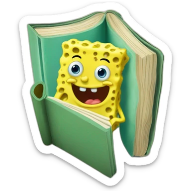 Silly Sponge Bob reading thick book sticker