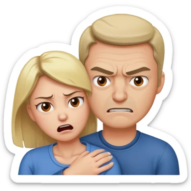 Une homme possessif qui essaye d’attraper le cou de sa femme sticker