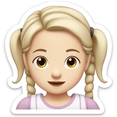 pale white toddler girl with brown straight pigtails and big black eyes not blonde sticker