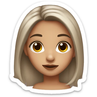 girl with dark brown hair and to red streaks in her hair, brown eyes and long eyelashes  sticker