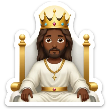 Dark skin Jesus on heavens Throne with just a Gold crown no jewelry  sticker