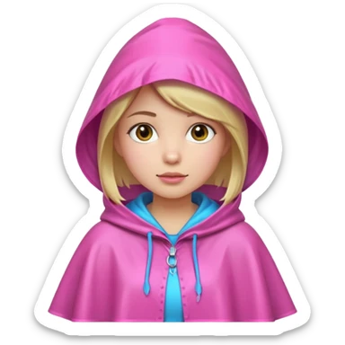 girl with pink rain poncho sticker