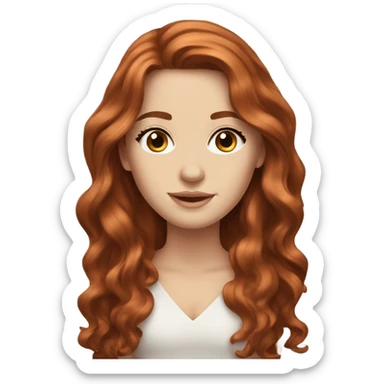beautiful white girl with long and wavy auburn hair sticker