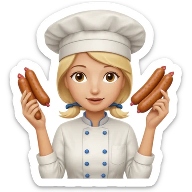 Naked blonde with both hands holding weiner sticker