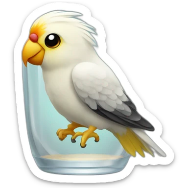 cockatiel in glass sticker