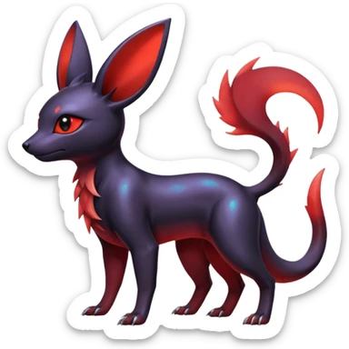  Shiny red iridescent Umbreon-Salandit-Jolteon-fusion sticker