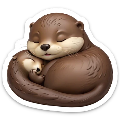 Meme-Worthy Cute Sleeping Otter Portrait Emoji, Head resting peacefully with a contented smile, showcasing a sleek, streamlined build and a luxuriously soft brown Fur, eyes shut in a serene, restful nap, Simplified yet hilariously adorable features, highly detailed, glowing with a soft, drowsy light, high shine, relaxed and utterly lovable, stylized with an air of playful laziness, bright and heartwarming, soft glowing outline, capturing the essence of a comically sleepy otter, so meme-worthy it feels like it could instantly become the next viral sensation of adorable slumber! sticker