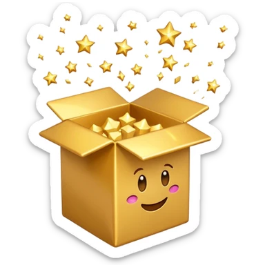 emoji of open box with sparkles jump out of the box sticker