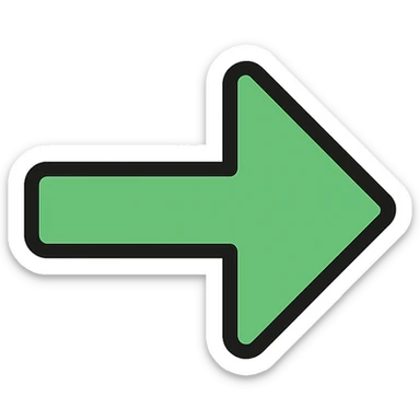 green arrow, lineal color outlined icon style, clean and professional sticker