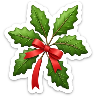 mistletoe with red ribbon sticker