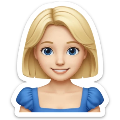 MAKE A ALICE AND THE WONDER LAND EMOJI WITH A BLUE DRESS AND BLOND HAIR sticker