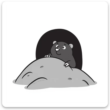 a hand drawn doodle of a mole peeking out of the earth sticker