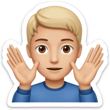 person with hands out and younger out sticker