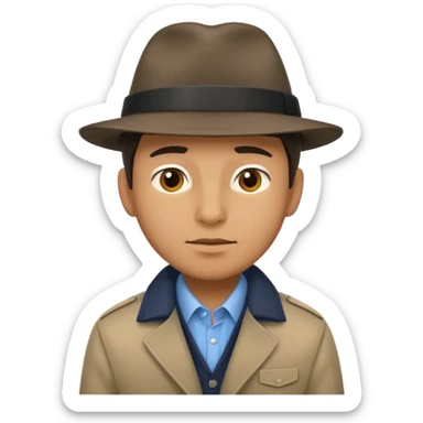 Man with a hat and jacket that can't talk sticker