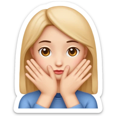 A single emoji that's feeling shy. In love. But hiding behind hands.  sticker