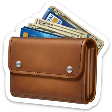 portefeuille marron avec pleins de billet et carte bancaire sticker