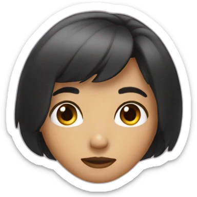 small eyes, a bob hairstyle sticker