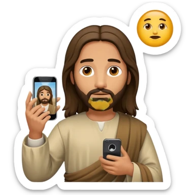 Jésus sur son téléphonesur son téléphone en train de le regarder sticker