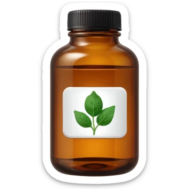brown glass bottle of supplements with white label, black thin title K2 and small spinach emoji sticker