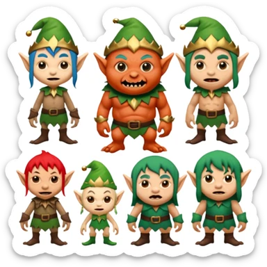a group of Midget. Troll. Elf. Hideous. Disaster. Monster. sticker