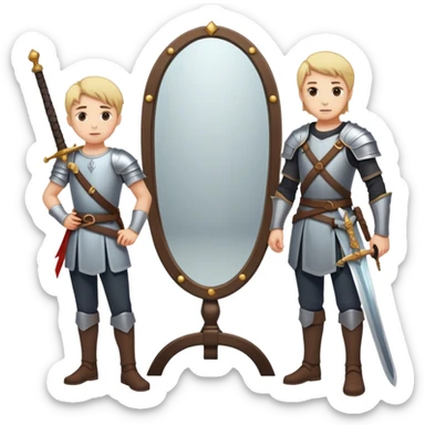the sword on the floor and a mirror person sticker