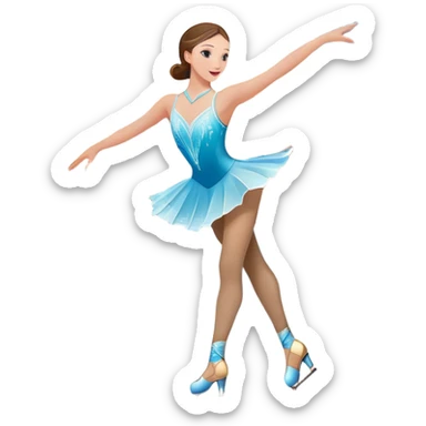 An colorful icon featuring a graceful figure skater performing a spin on the ice. The background includes a grand ice rink palace with shining spotlights and cheering spectators in the stands. Transparent background highlights the elegance and artistry of figure skating sticker