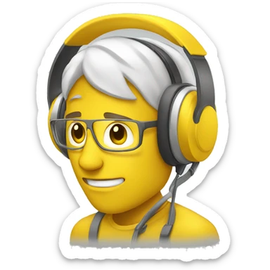 yellow man with headphones sticker