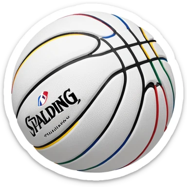 ultra minimalist white basketball, very simple Spalding and NBA branding, just a hint of colorful lines, extremely clean design sticker