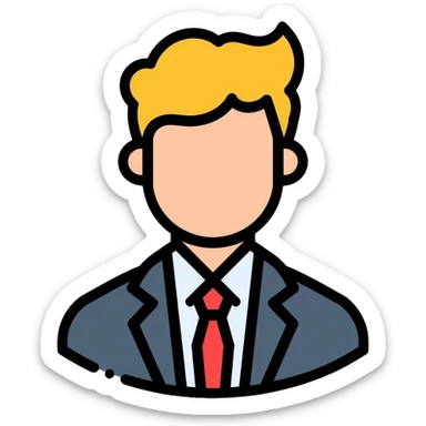 business man with blonde hair in suit and red tie sticker