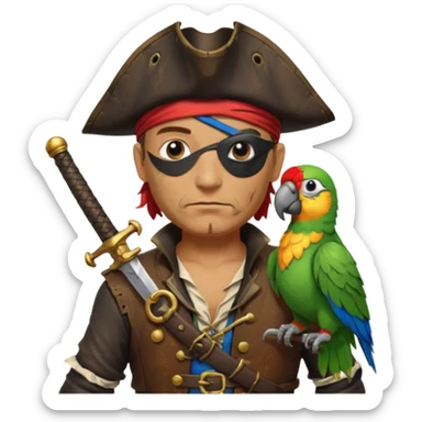 Pirata com papagaio no ombro sticker