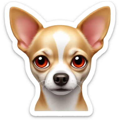 Chihuahua dog is white with a red ear, a red spot around the eye and a red tail. sticker