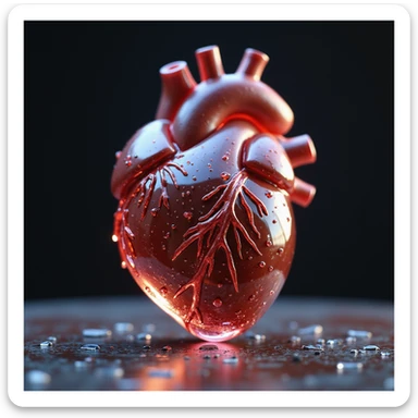 heart with a glass effect, photorealistic style, highly detailed, realistic lighting and reflections sticker