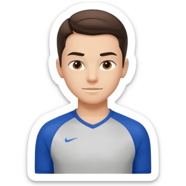 teen boy slick back brunette hair wearing sport clothes giving famous school boy vibe with confident attitude and smirk sticker