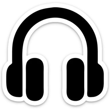 headphones, solid black filled icon, simple and bold sticker